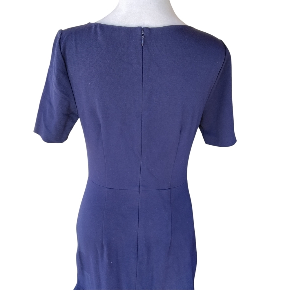 Diane Von Furstenberg Serafina Navy Blue Ruffle Hem A Line Dress Size 4 - Picture 6 of 11